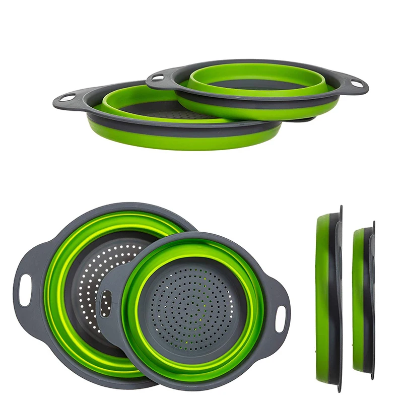 4 цвета креативная силиконовая складная стойка корзина Кухонные гаджеты для хранения выдвижной силиконовый фруктовый дуршлаг для овощей S/L