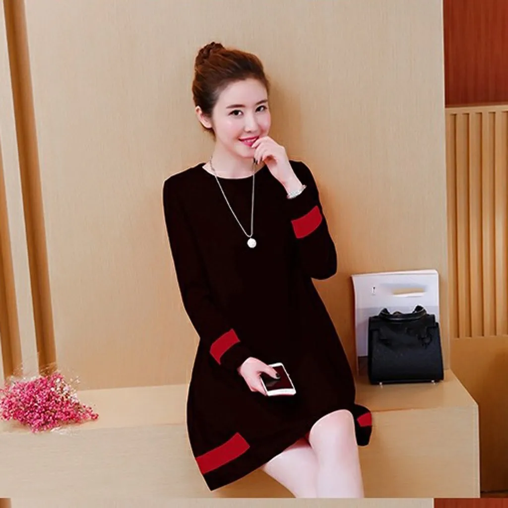 Women Autumn Fashion Korean Loose Dress Long Sleeve Leisure Dresses Harajuku Daily and party dress high quality robe noel F1 | Женская