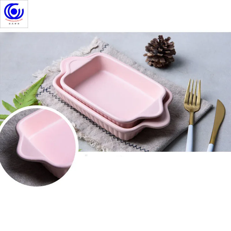 

5 colors Ceramic Cheese Baked Plate Baking Dish Tray Western Dishes Oven Multi-color Bowl High temperature 600C