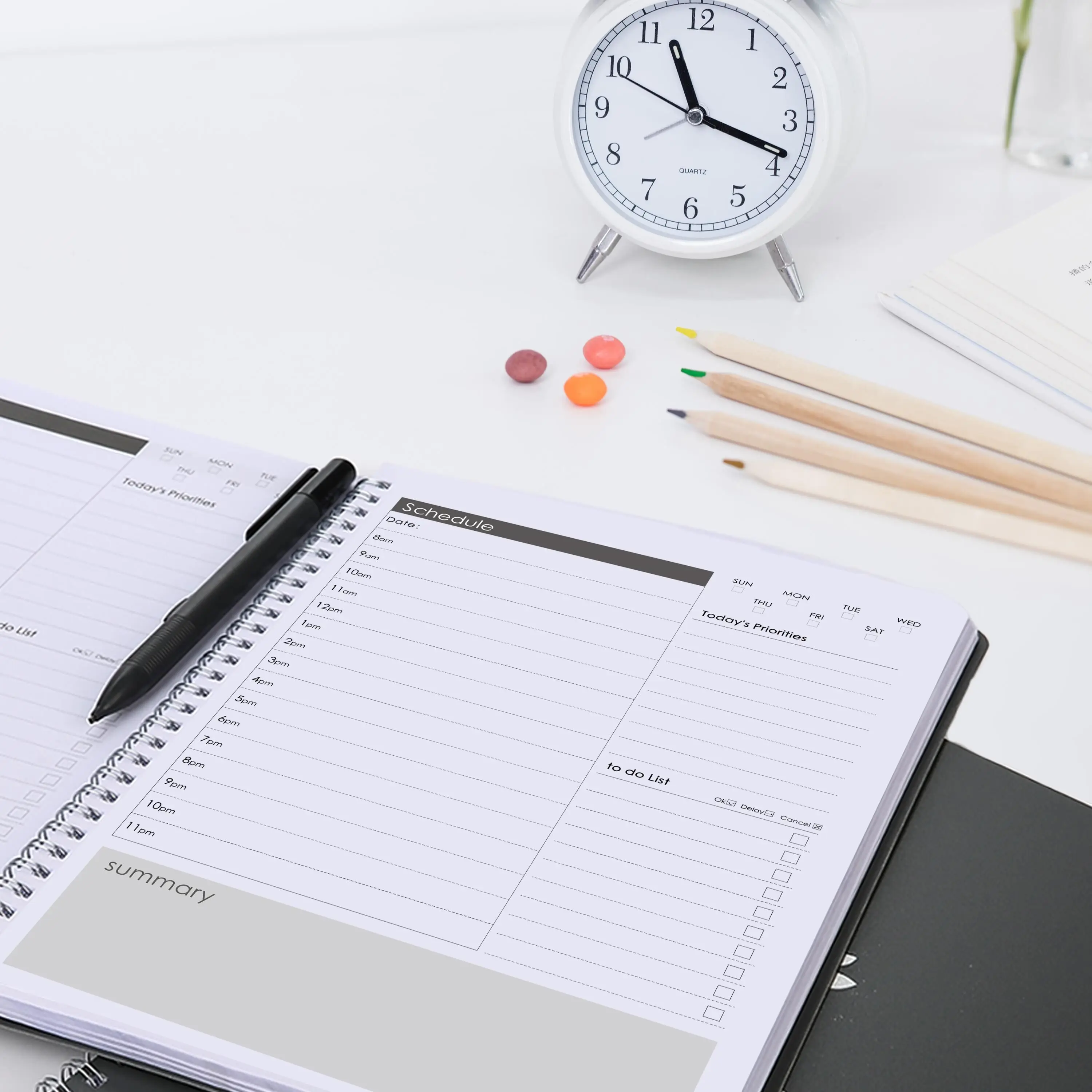 Ежечасный органайзер для ежедневных встреч без даты со списком дел резюме гибкий спиральный планировщик