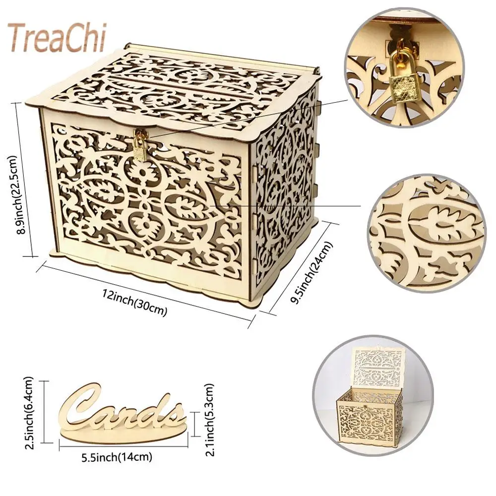 

Retro Style Elegant Wooden Case Wedding Card Boxes Wooden Box