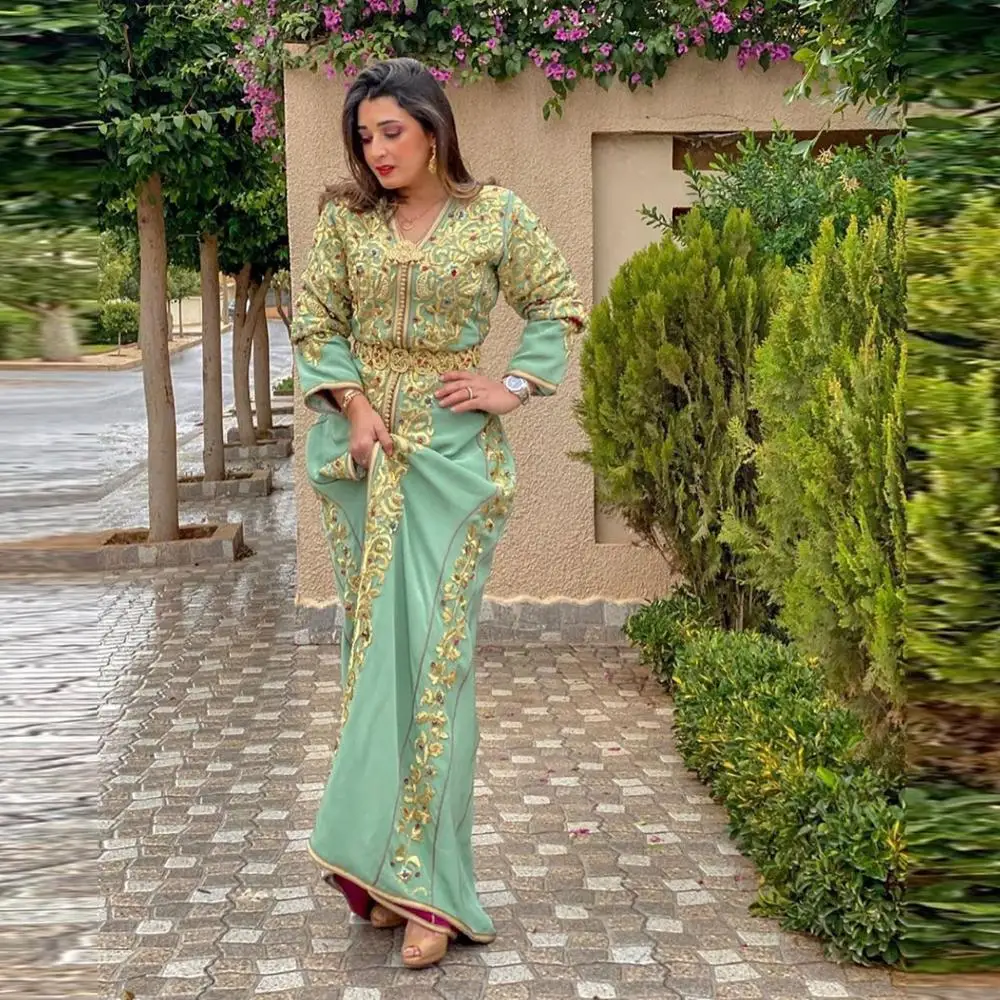 

Moroccan Kaftan Evening Dresses 2020 Lace Appliques Mother Dress Arabic Muslim Special Occasion Custom Made robe de soiree