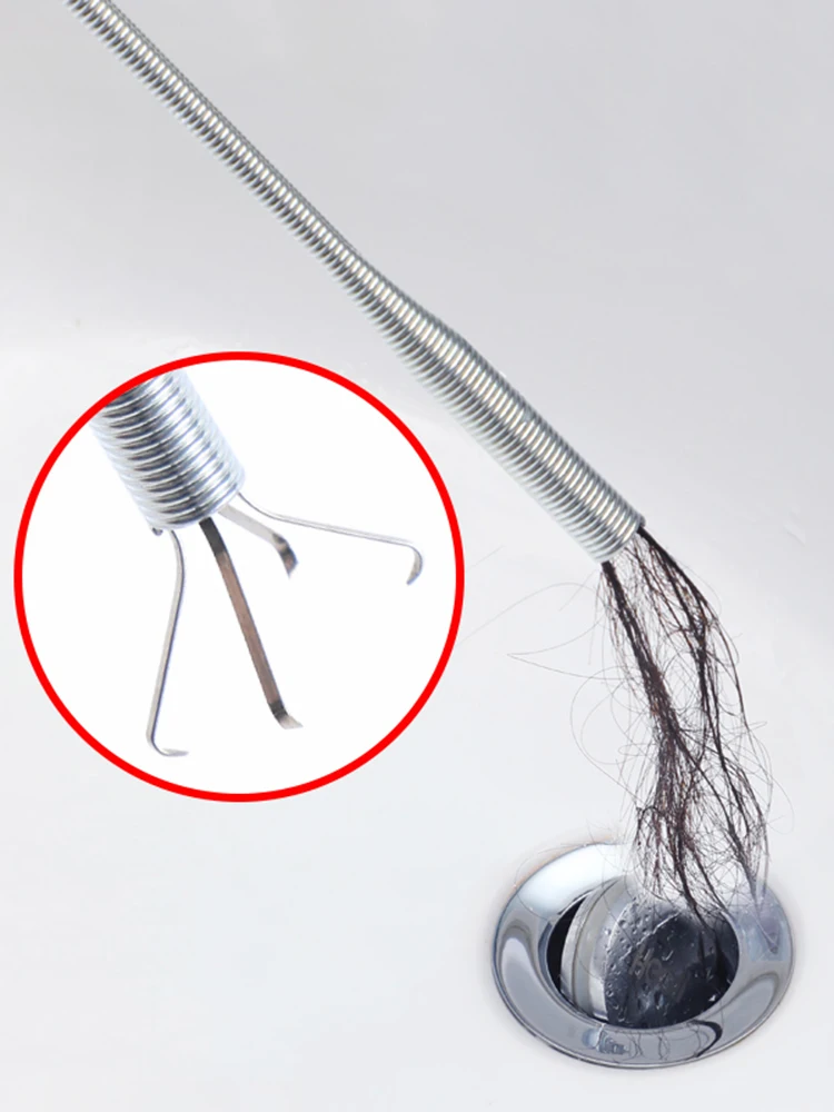 

60cm Bend Curve Grabber Drain Snake Spring Pipe Dredge Tool Sink Flexible Unblocker Toliet Grip Kitchen Bathroom Cleaning Hook