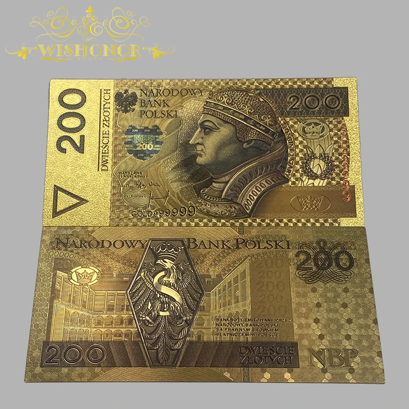 10 шт./лот лучшая цена цвет польская банкнота 50 100 200 500 Золотая в 24K позолоченная для