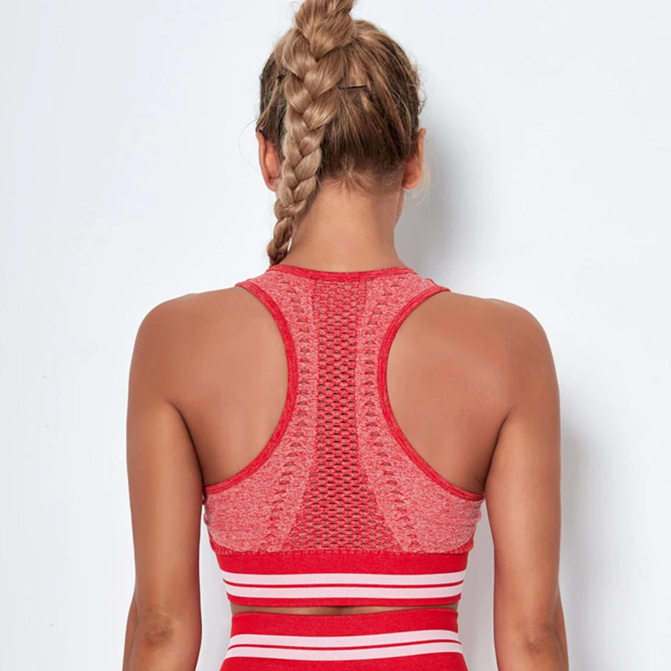 

Women Sports Bra Wireless Yoga Bras Workout Padded Crop Tops Removable Pads Bralette Racerback Fitness Brassiere Gym Activewear