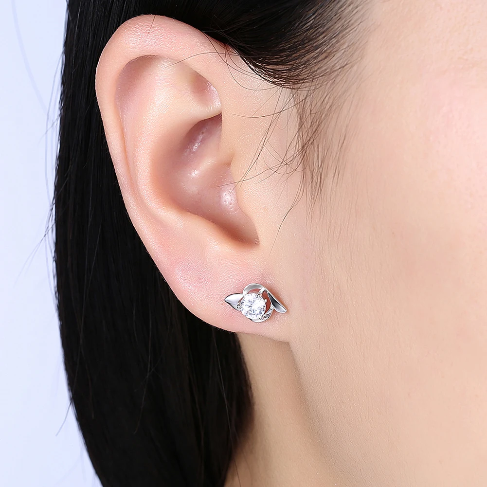 

SILVERHOO 925 Sterling Silver Trendy Irregular Women Earrings Dazzling 5A Cubic Zirconia Earring Studs Hot Sale Silver Jewelry