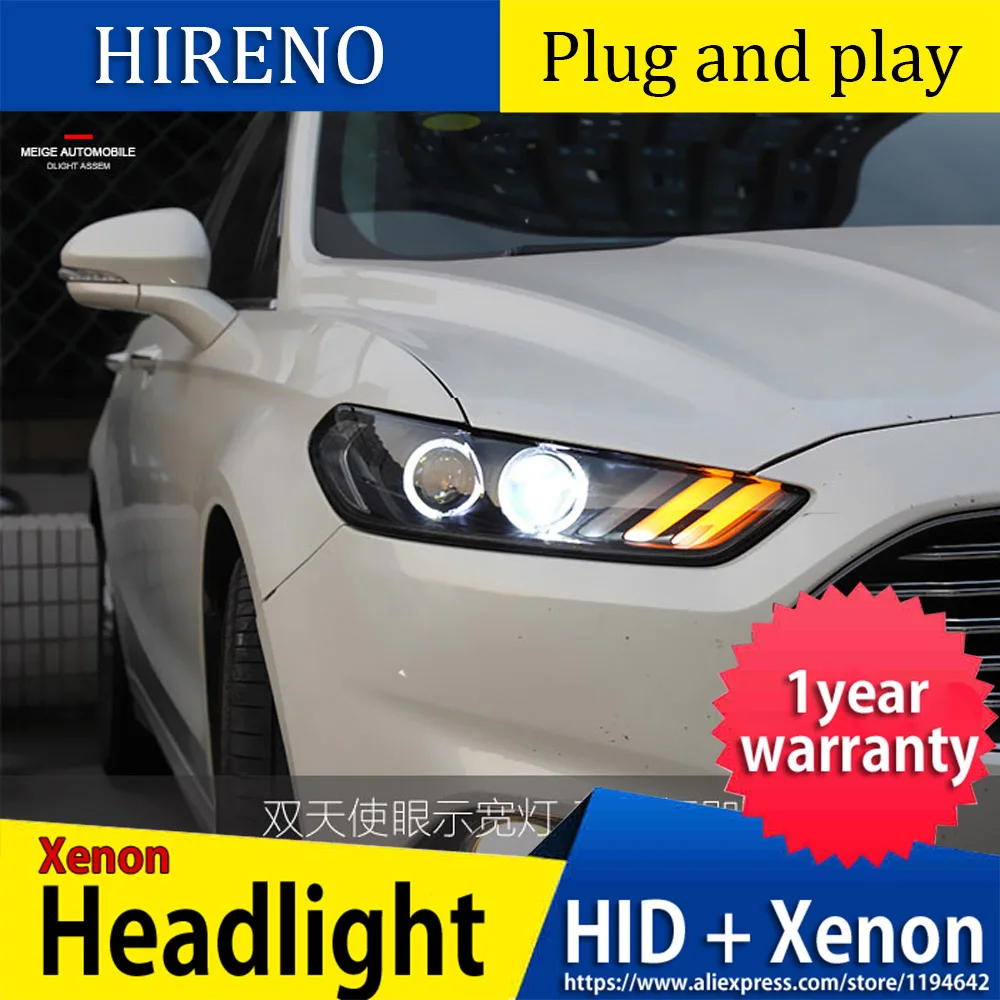 Автомобильный Головной фонарь для Ford Mondeo для Fusion 2013, светодиодный фонарь для фар fusion, DRL, двойной луч, объектив, би-ксенон, HID, передний