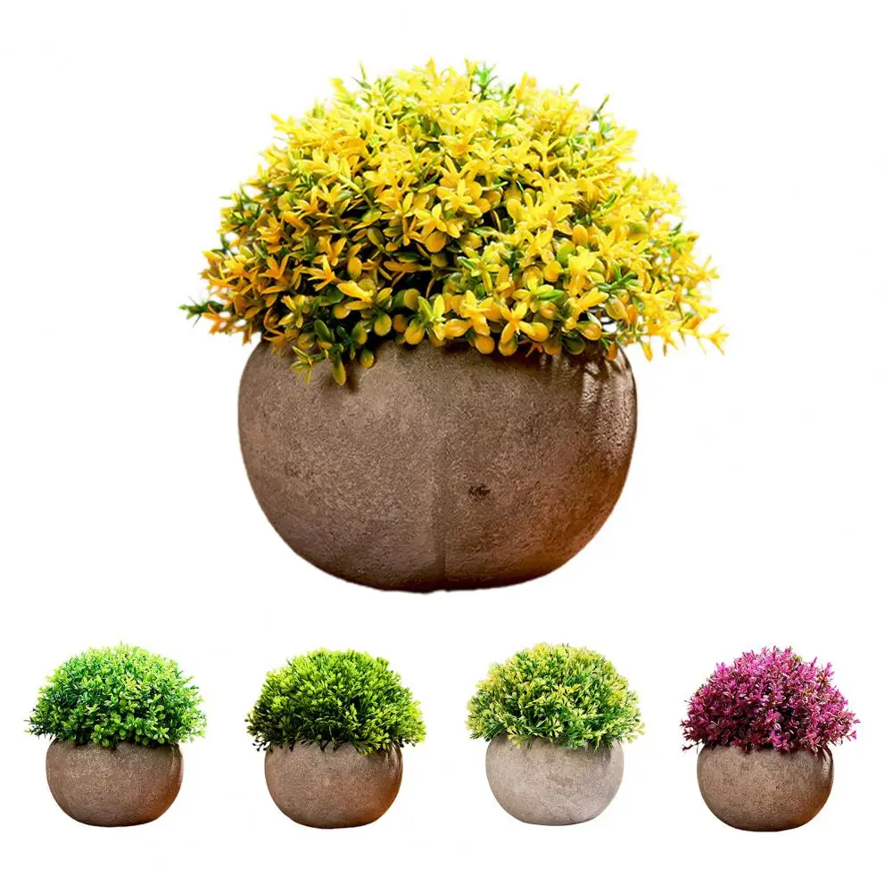 

Simulation Potted Fresh Home Decoration Plastic Rural Grass Ball Fake Bonsai for Living Room