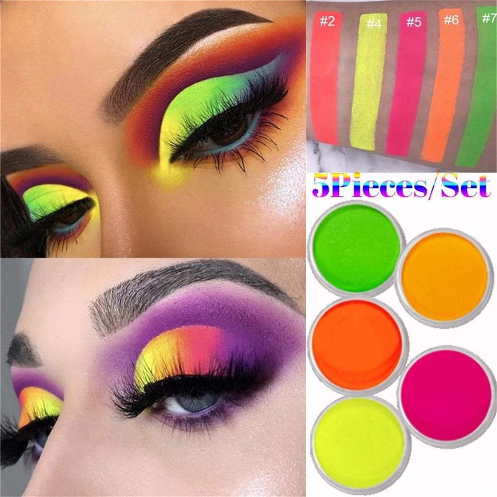5 шт./компл. флуоресцентные неоновые мерцающие пигментные тени для век макияж