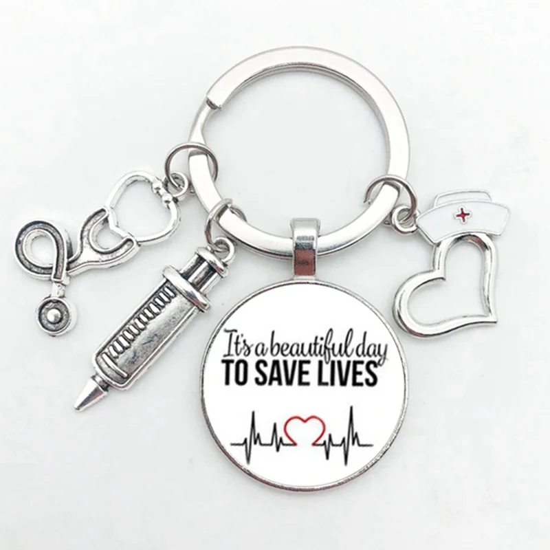 Брелок для ключей оборудование врачей и медсестер в больнице стетоскоп шприц с