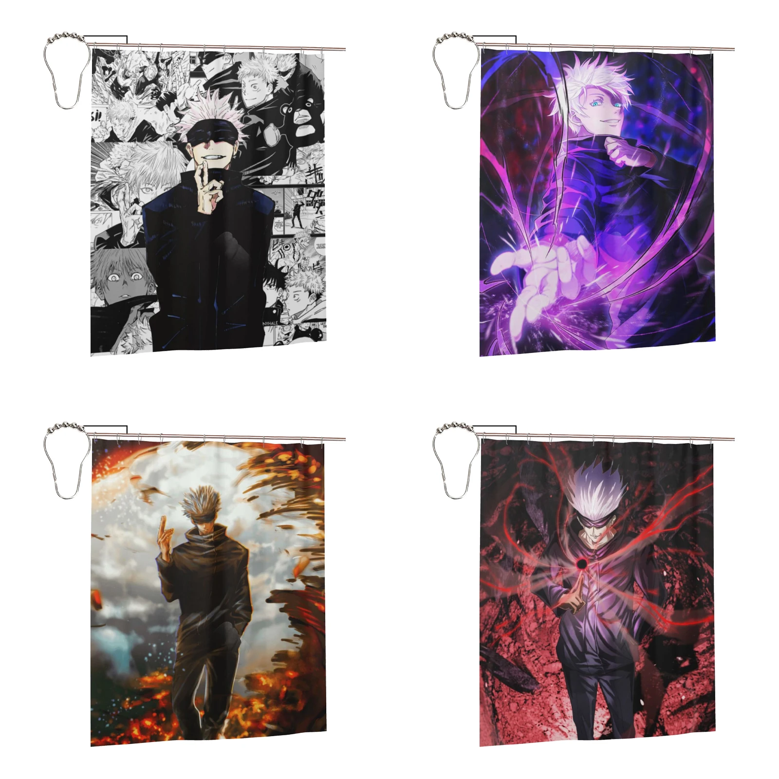 

Anime Jujutsu Kaisen Shower Curtain for Bathroom Bathtub Fabric Curtains Decoration Waterproof Durable with Hooks