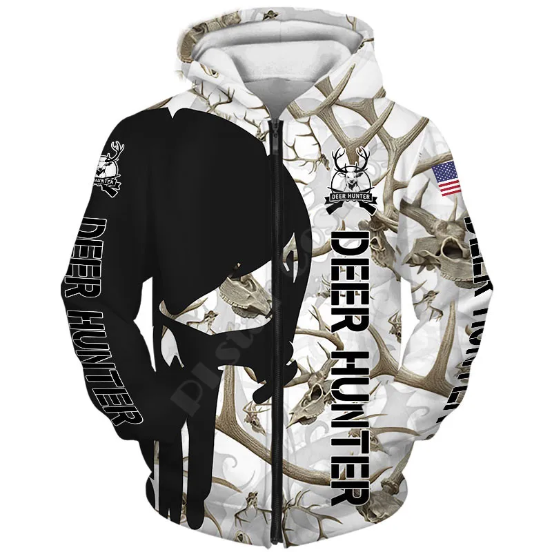 

3D Printed Hoodies Deer Hunter Harajuku Streetwear Women Men Camouflage Zipper Hoodies/Sweatshirt Dropshipping 01