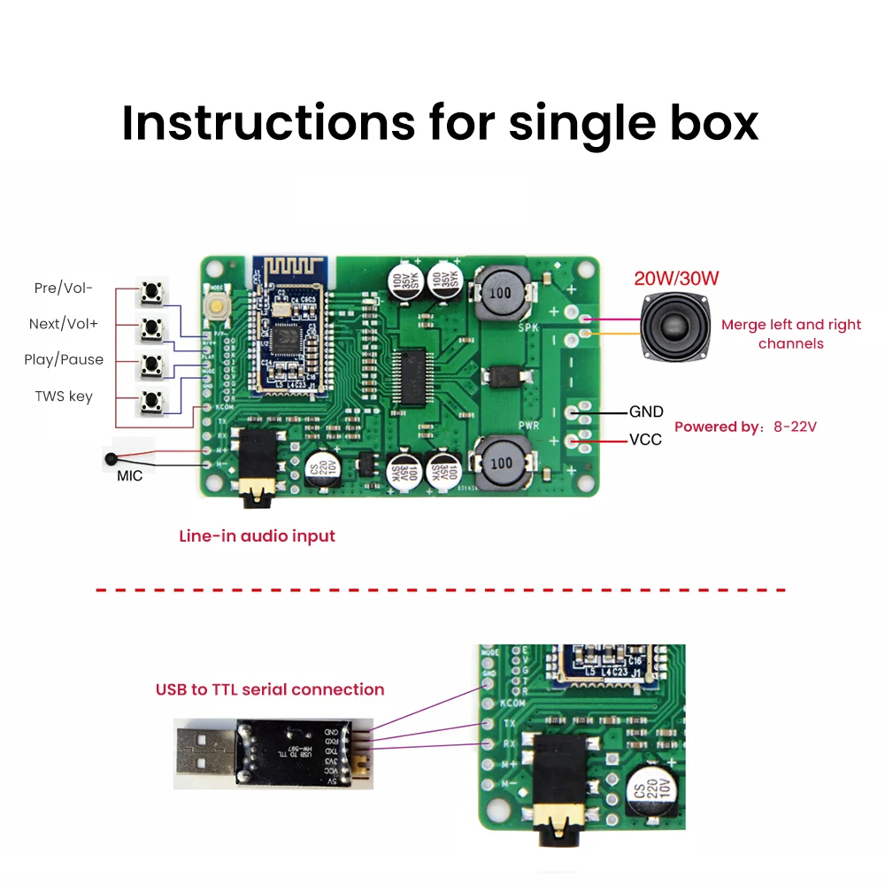 AIYIMA TPA3110 Bluetooth 5 0 усилитель платы 30 Вт моно звук Amplificador TWS AUX Sup порт вызова Серийный