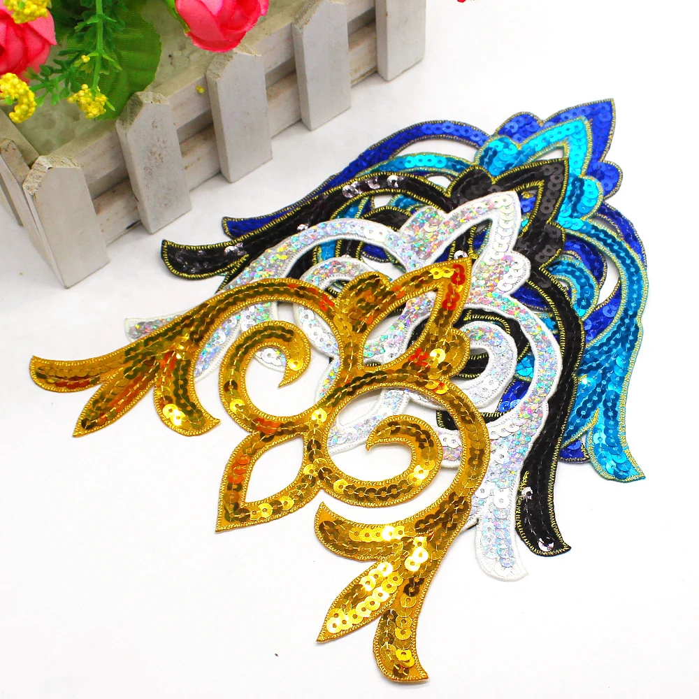 

Блестящие цветочные аппликации, патчи с вышивкой утюгом 17 см * 14 см