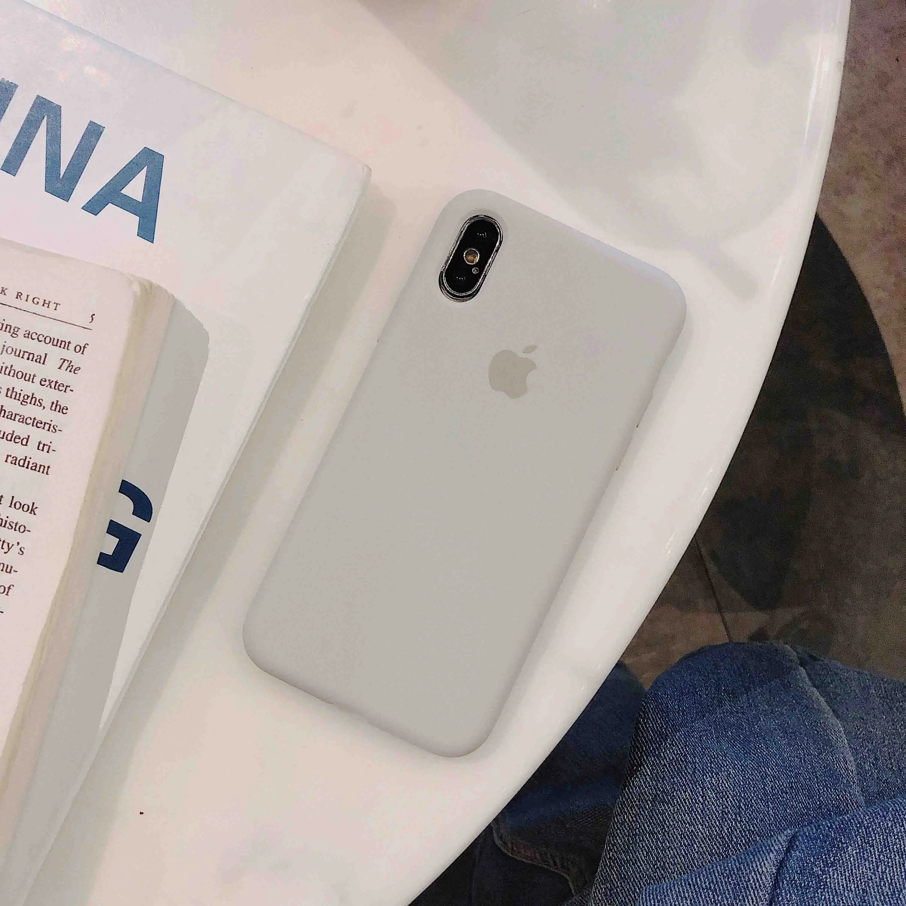 Оригинальный силиконовый чехол с логотипом для iPhone 6S 7 8Plus X XR XS Max жидкий мягкий на