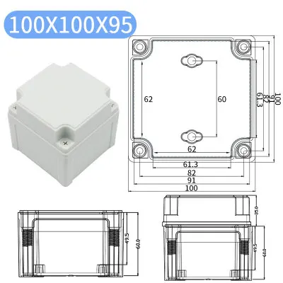 100x100x95mm(LxWxH) Высококачественная Водонепроницаемая электрическая распределительная коробка серии AG, IP67, ABS пластик, RoHS, чехол для корпуса, наружная распределительная коробка - Цвет: 100x100x95mm(LxWxH)