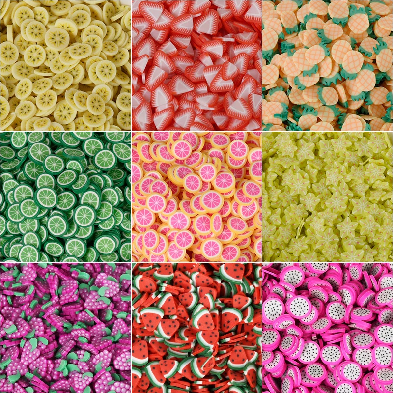 20g/Lot 5mm Fruit Mixed Slice Nails Art /Slices/Slime Charms /Polymer Clay for Girls DIY Crafts Tiny Cute Plastic Mud Particles