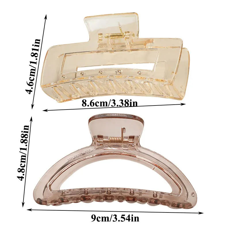 

2021 New Claw Clip For Women Transparent Colorful Plastic Hair Claw Oversize Hair Clamps Claw Clip Crab Hair Accessories Gift