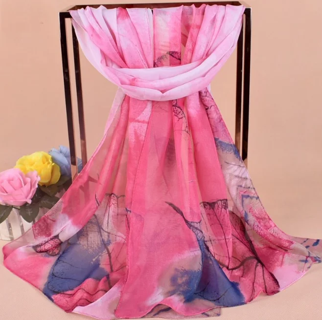 

2020 New FAL/WIN Fantasy leaves chiffon scarf silk square hijab cool shawl ladies foulard femme Scarves hair bufanda mujer