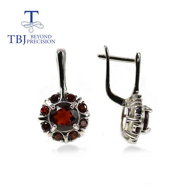 Red garnet ring earrings Pendant Jewelry Set - 925 sterling silver jewelry 2