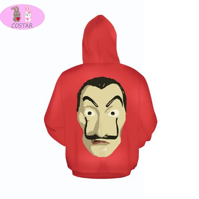 

Salvador Dali Movie Costume Money Heist The House of Paper La Casa De Papel 3 Cosplay Halloween Hooded Sweater Jacket Sweatshirt