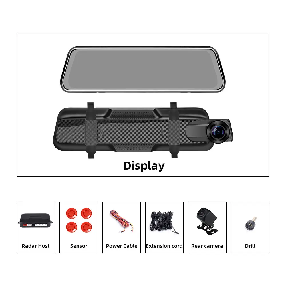 

Car DVR Radar Detector Alarm System 10'' Touch Screen 1080P Dash Cam Dual lens Cycle Recording Car Camera H50-R