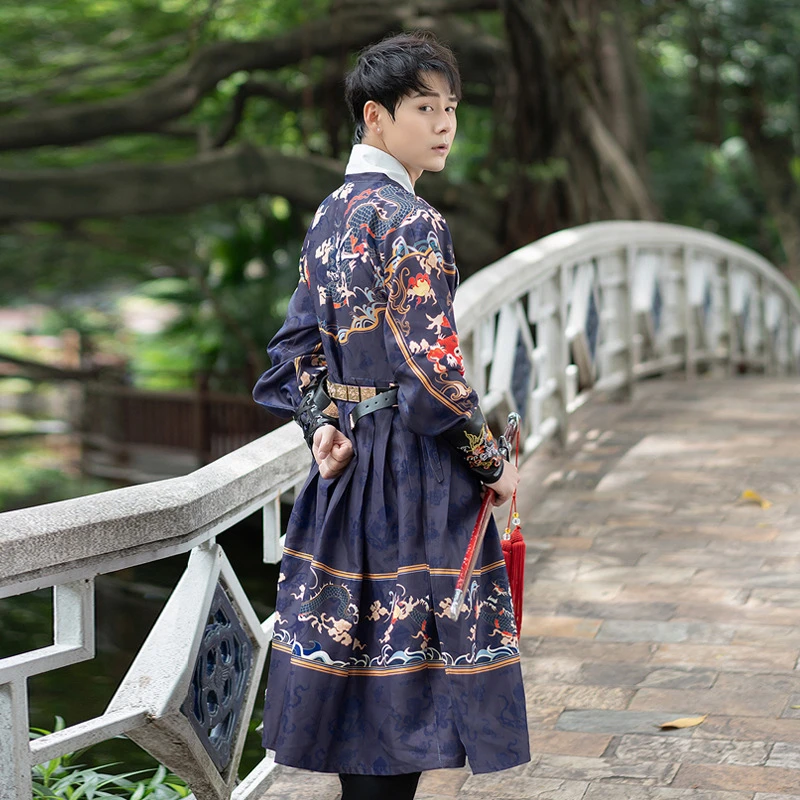 Мужское традиционное китайское платье династии Мин Цин костюм Тан с принтом