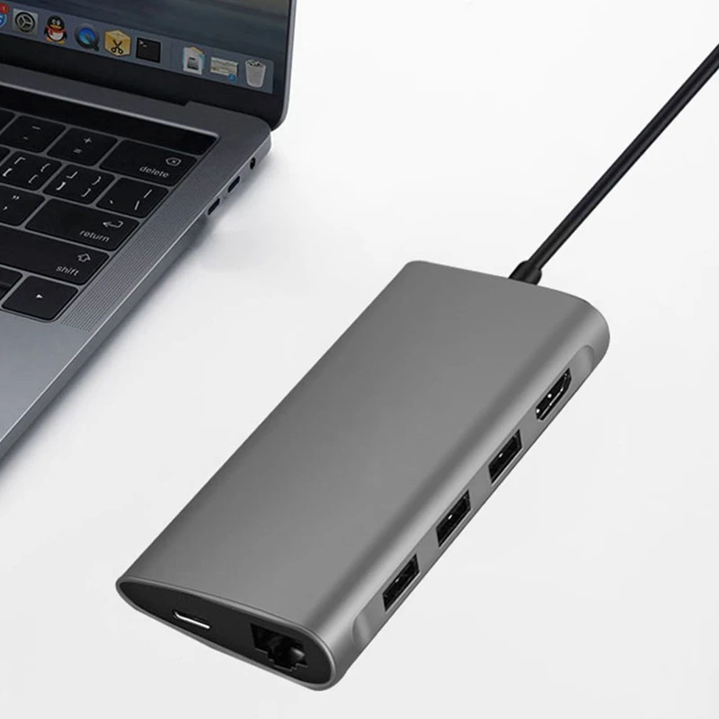 

USB C Hub Multiport Dongle, 8-In-1 USB C Adapter with 4K USB C to HDMI, USB C Charging, Gigabit Ethernet,and Other