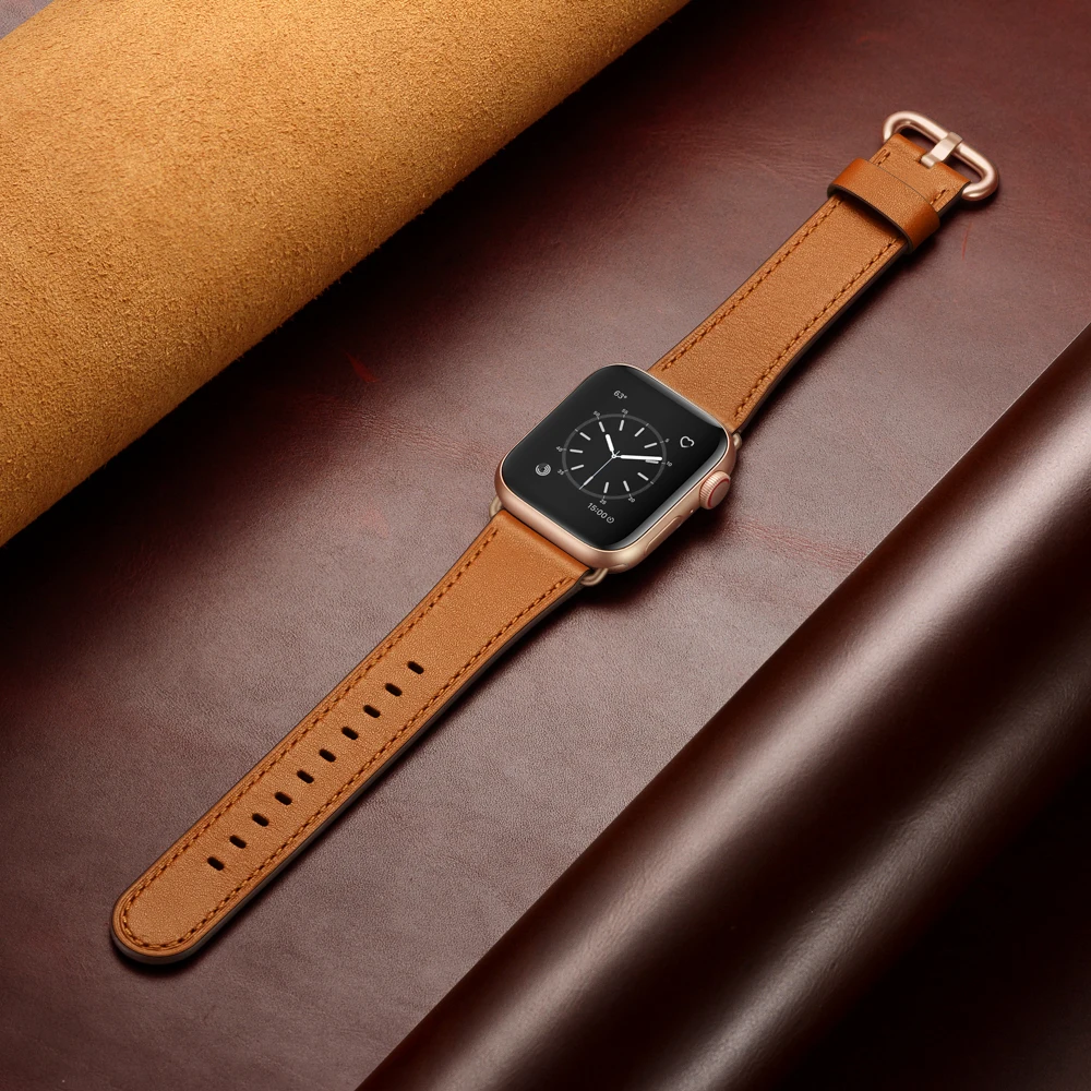Кожаный ремешок для Apple Watch для iwatch 38 мм 42 мм ремешок 40 мм 44 мм петля серии 5 4 3 2 1