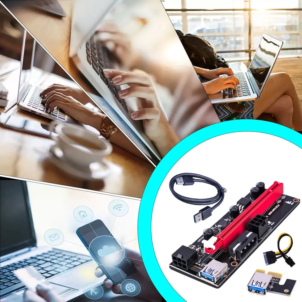 

6pcs Newest VER009 USB 3.0 PCI-E Riser VER 009S Express 1X 4x 8x 16x Extender pcie Riser Adapter Card SATA 15pin free shipping