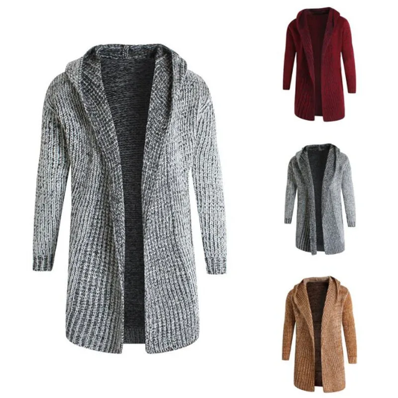 Осень зима свободные длинные мужские кардиганы свитера новая мода большие