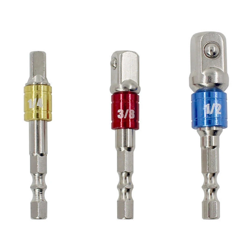 

GTBL 3Pcs/Set 1/4 inch,3/8 inch,1/2 inch Adaptor Converter 65mm Hexagonal Shank Drive Socket Extension Bar Electric