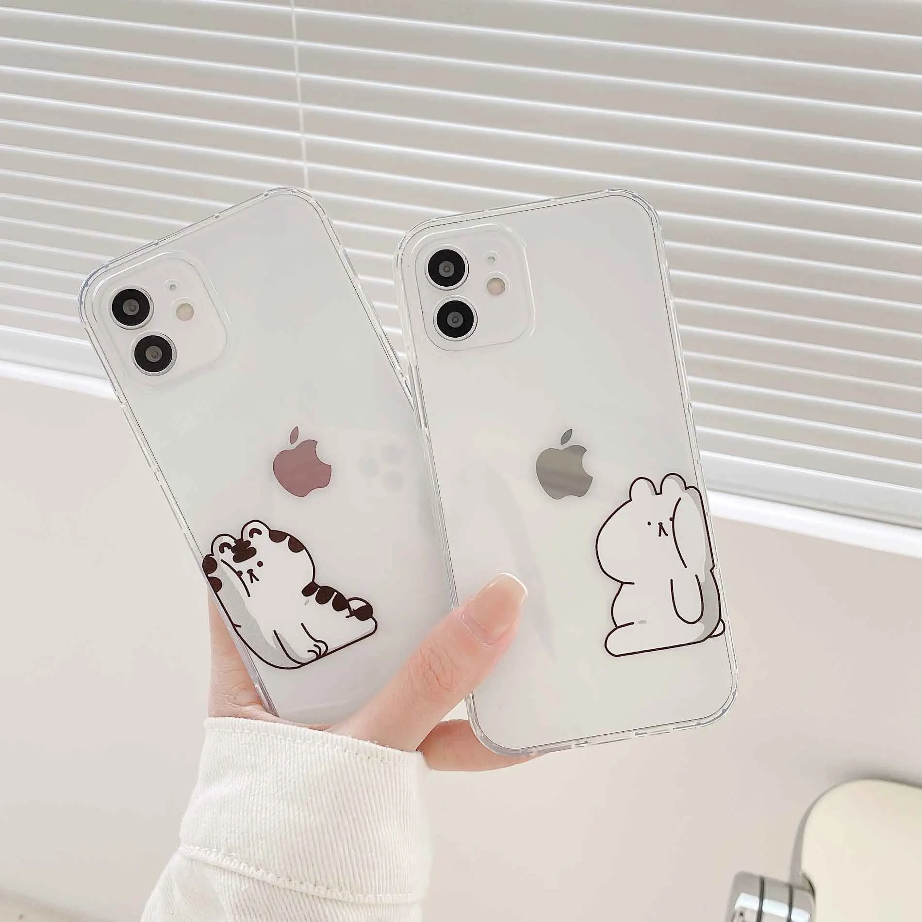 

Cute cover for iphone 11 12 mini pro max 7 8 plus xsmax xr x couple phone case lover bear sweet cat shell soft silicone conque