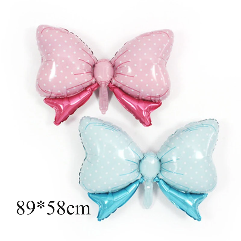 

Kids Gift Large Aluminum Film Balloon Blue Pink Bow Baby Gender Reveal Christening Party Decor Air Ball helium Balloon