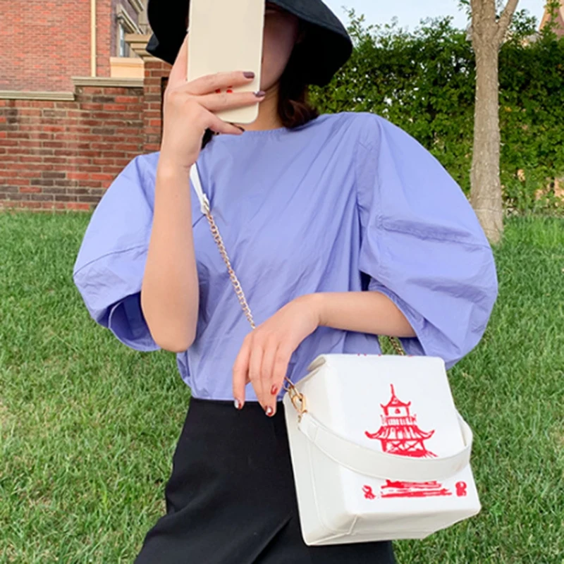 

Takeout Box Purse Pu Leather Women Handbag Novelty Fashion Crossbody Bag Shoulder Chain Bag for Girl Handbag