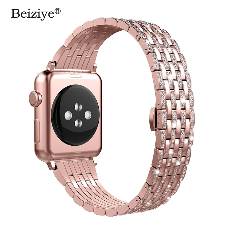 Женский ремешок со стразами для Apple Watch 38 мм 42 40 44 серия 6 5 4 роскошный из