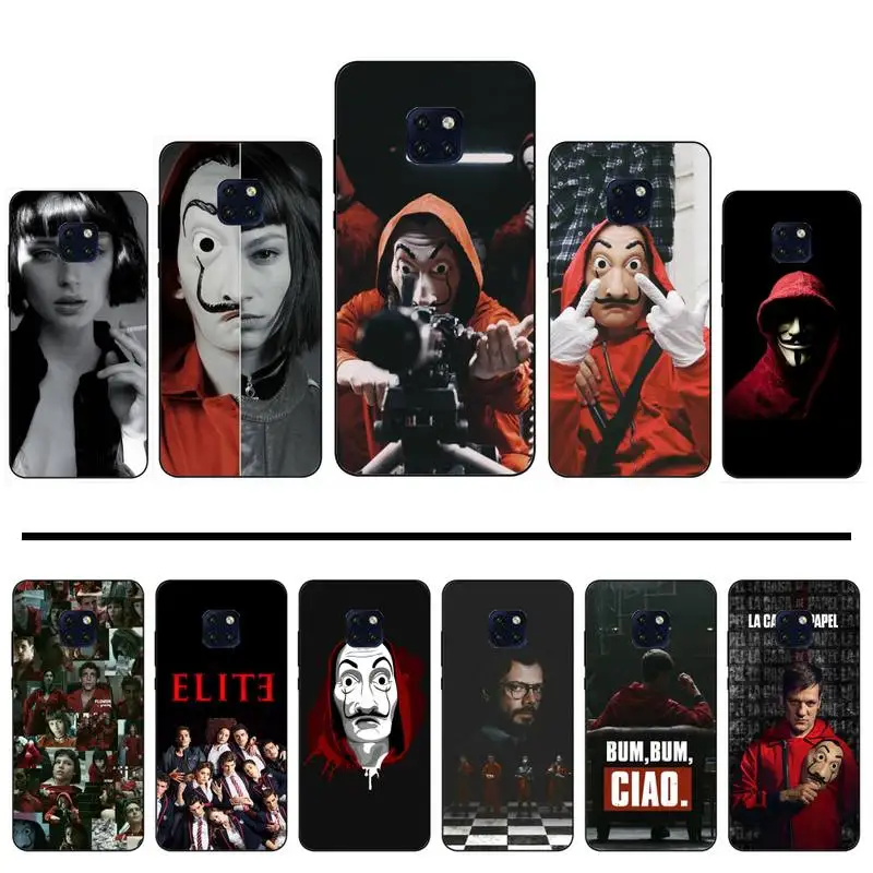 Бумажный дом деньги Heist черный мягкий чехол для телефона Huawei Mate 9 10 20 Pro lite 20x nova 3e P10