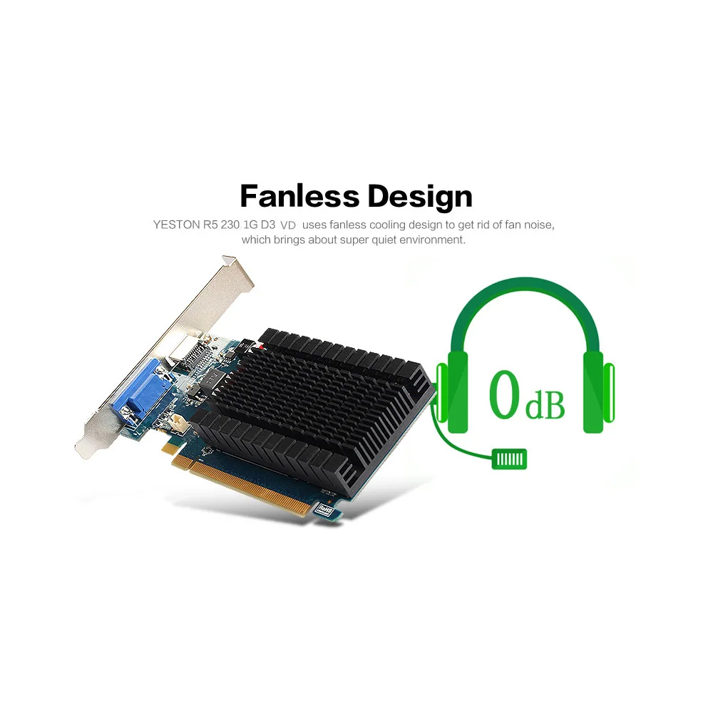 Yeston R5 230 1G D3 VD видеокарты 625 МГц 1 ГБ/64 бит/GDDR3 половина высоты HDMI/VGA низкое энергопотребление GPU