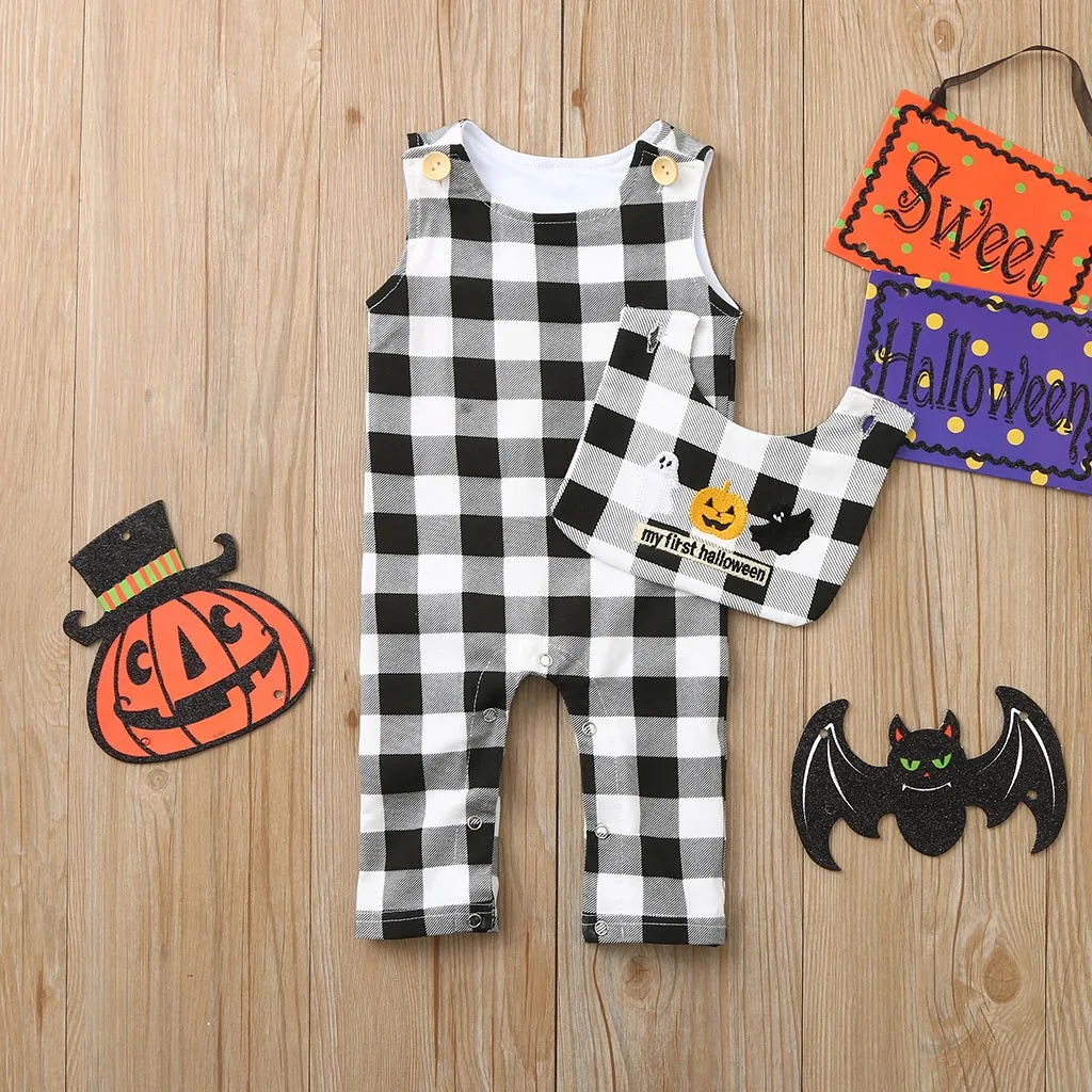 JAYCOSIN/костюм на Хэллоуин для маленьких мальчиков и девочек Комбинезон в клетку с