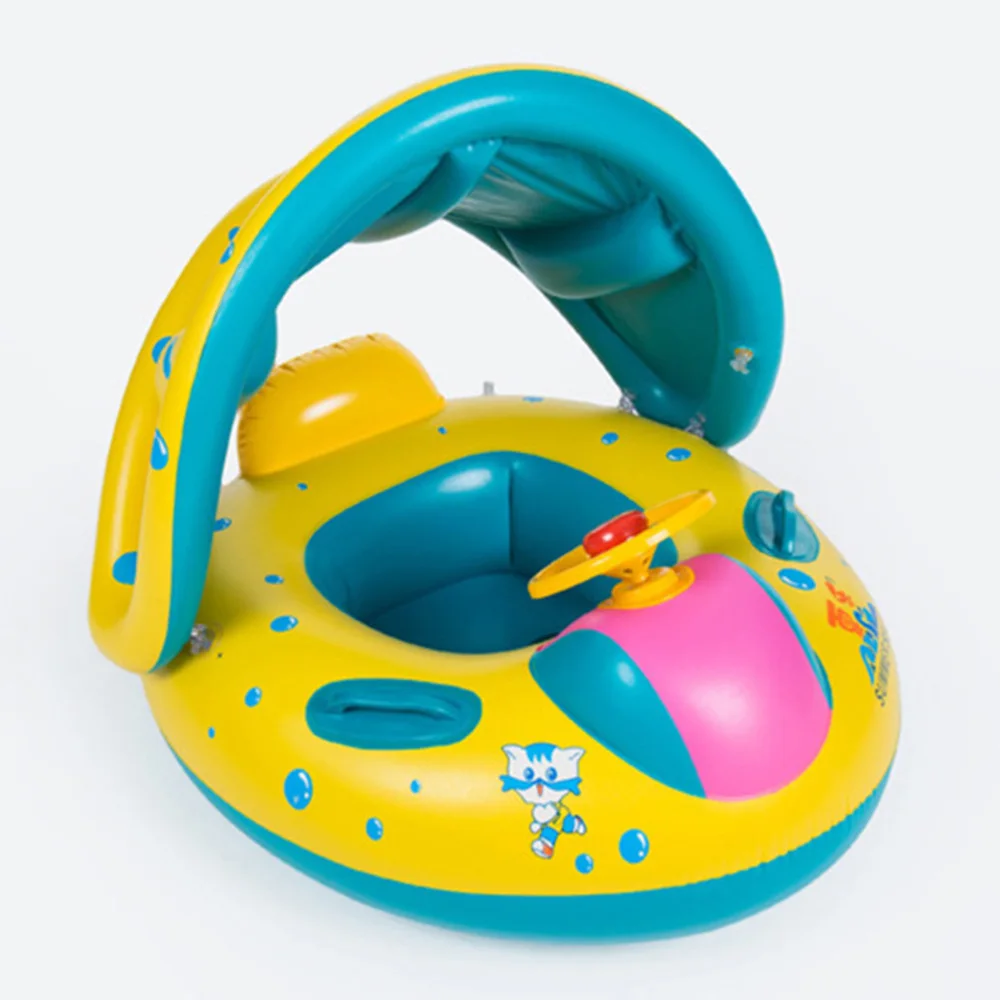 

Baby Children's Swimming Circle Inflatable Boat with Loudspeaker Sun Block Water