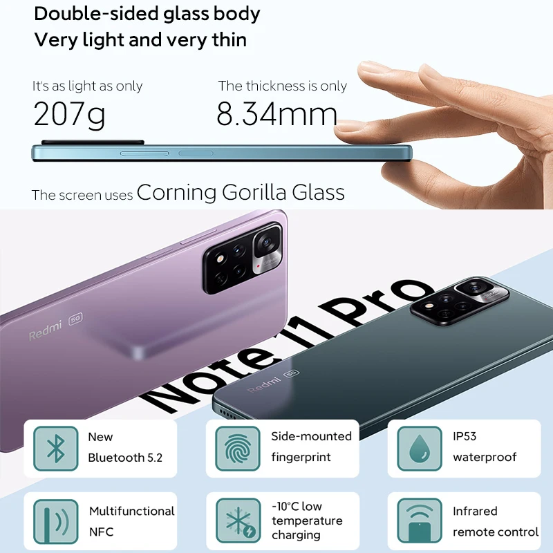 Tanie Globalny ROM Xiaomi Redmi Note 11 Pro Smartphone 128/256GB Dimensity 920 Octa Core 5160mAh Bateria 67W Szybkie ładowanie Kamera 108MP