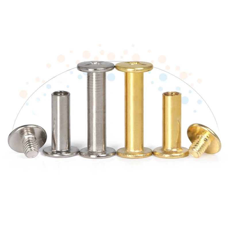 

2/10pcs Golden Silver Leather Bag Belt Photo Scrapbook Album Book Post Binding Screw Chicago Screw Nail Rivet Bolt M5x5-10-150mm