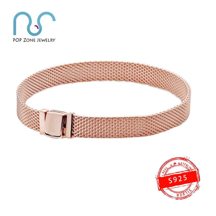 

Fit Original Pan Charm Bracelet S925 Sterling Silver Bracelet Mesh Bracelet Female Brand Fashion Fine Jewelry New Limit Gift