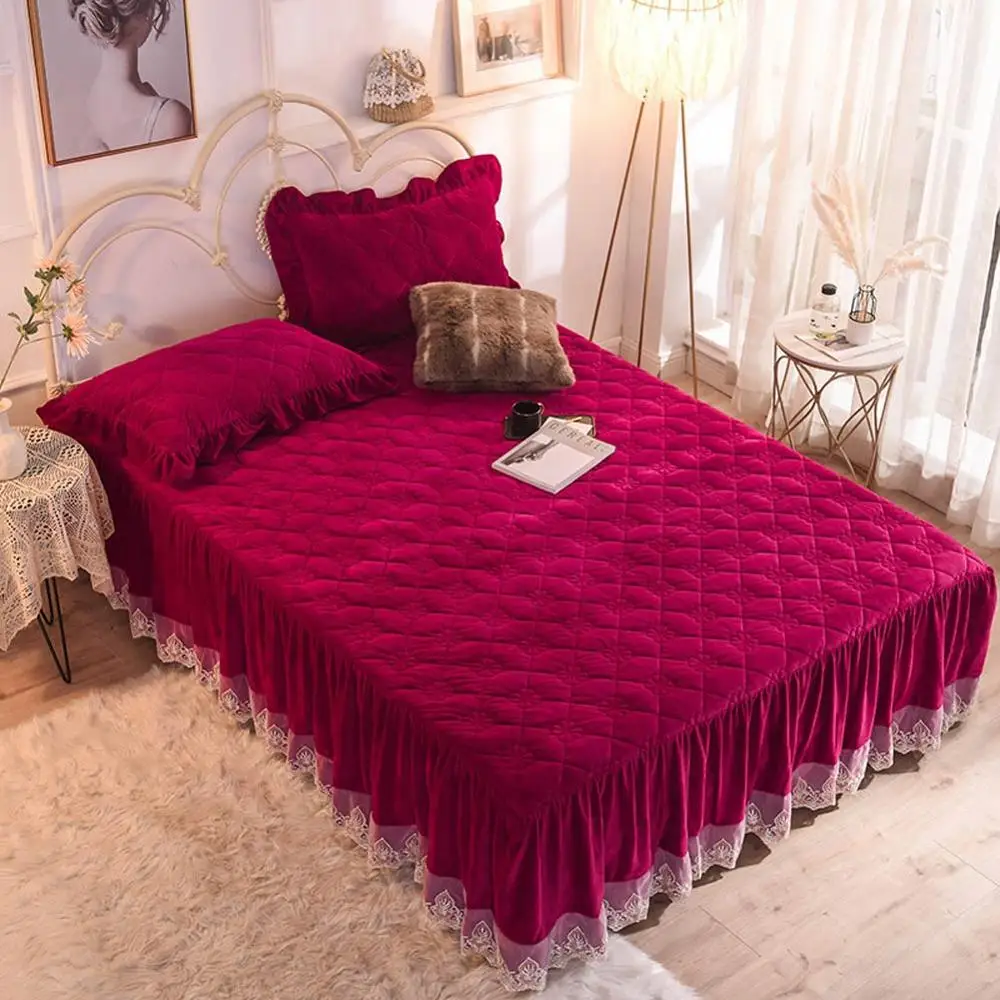 Винно красная Скандинавская стеганая вышивка постельное белье из микрофибры