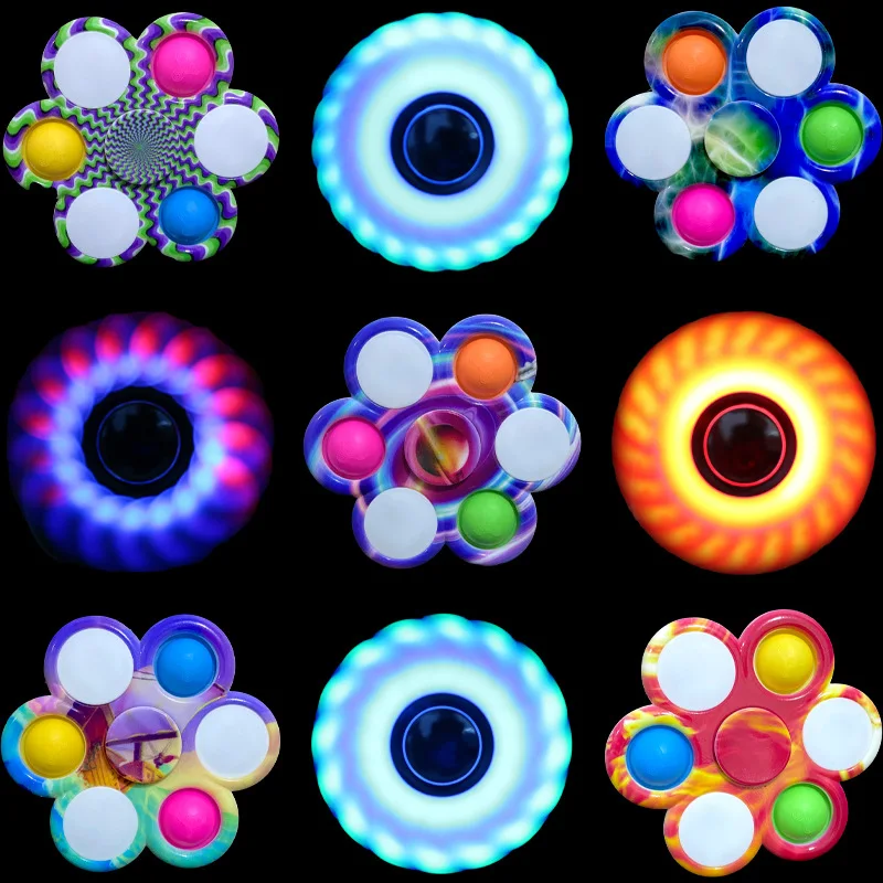 

Светодиодный светящийся Спиннер с пузырьками, светящийся Спиннер, игрушки-сжималки для рук и пальцев, игрушка для снятия стресса для детей ...