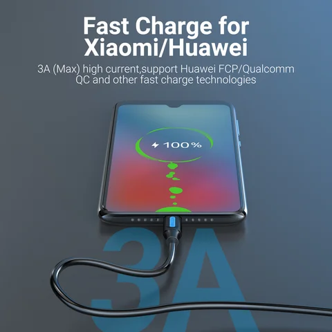 Кабель Vention USB Type C 3A для быстрой зарядки USB 3.0 для Samsung Galaxy S10 S9 Huawei P20 10 Pro Кабель для зарядки данных Type-C