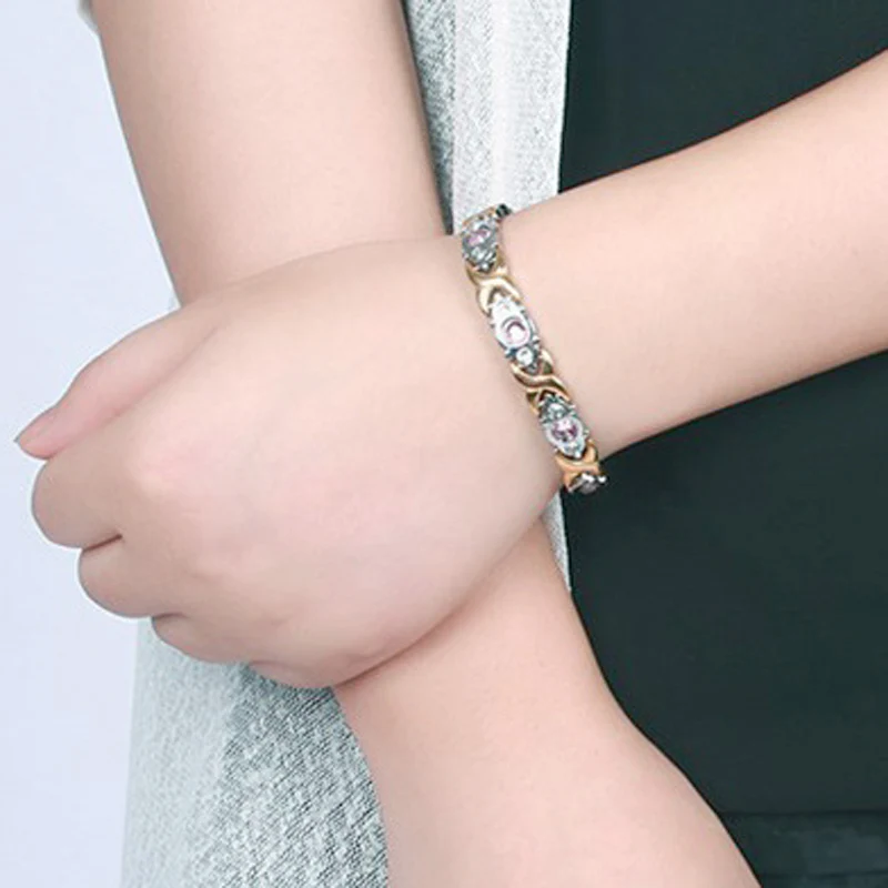 Женский блестящий браслет из нержавеющей стали магнитный для здоровья Женская