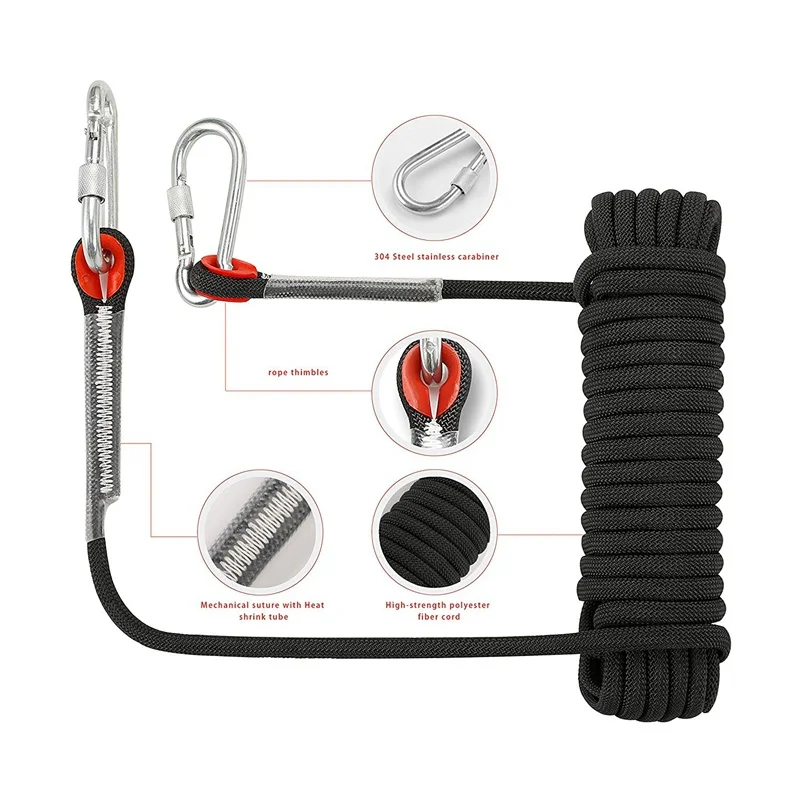 

Outdoor Rock Climbing Rope 12Mm Home Fire Emergency Escape Rope Multifunctional Heavy Duty Rope For Hiking Caving Camping