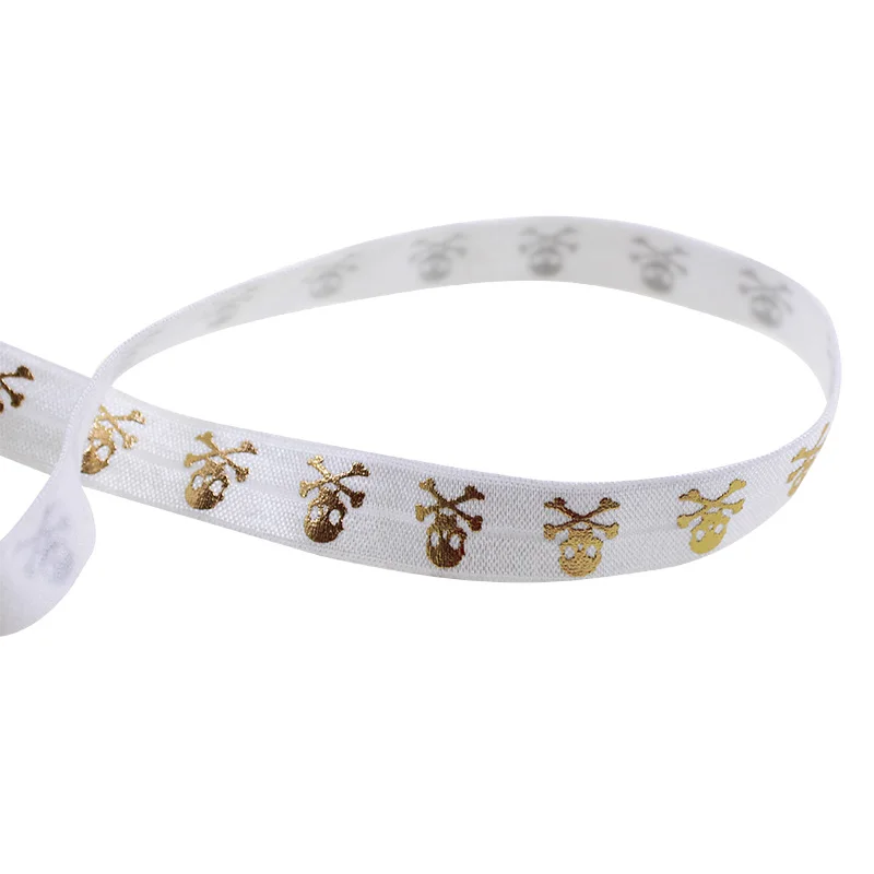 Оптовая продажа Хэллоуин 5/8 дюйма 16 мм золотой фольги Череп напечатанный