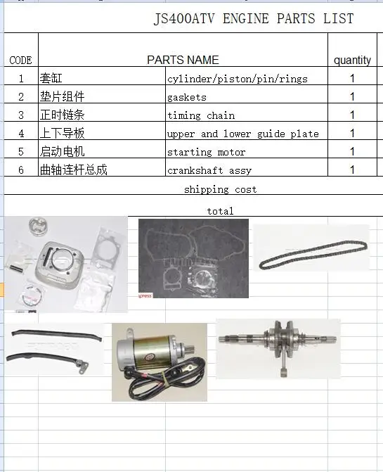 Цилиндр/поршня/pin/кольца/прокладки/цепи/направляющая пластина/запуск